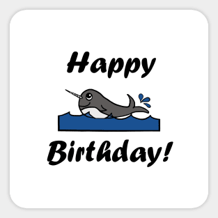 Birthday Narwhal Sticker